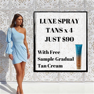 <p>Set yourself up for Summer with this Luxe Spray Tan Package including 4 spray tans for just $90. Choose from our 20 Minute, Waterproof or Slimming Tan Solutions. As a bonus take home a free sample of the Naked Tan Goddess Gradual Tan Cream valued at $20. Offer available until 31/01/20 or until stocks last.</p>