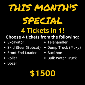 <p>4-in-1 Earthmoving machine deal - Excavator, Skid Steer (bobcat), Front-end Loader and Roller. </p>
<p>from $1200 (beginners 2/3 days) or $900 (experienced 1 day)</p>
<p>Do your excavator and skid steer (bobcat) licence and we'll throw in the front end loader and roller licence course!</p>
<p>&nbsp;</p>
<p>Nationally recognised tickets. Courses run weekly. Per ticket cost $495, telehandler and dozer also available. </p>
<p>&nbsp;</p>