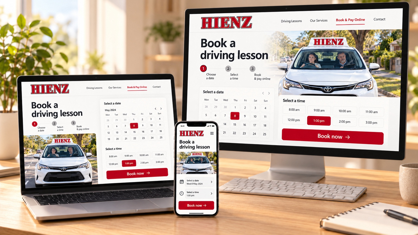 Book and pay for HIENZ driving lessons online