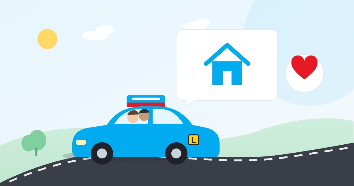 Illustration: A parent supervising their teenager on a practice drive