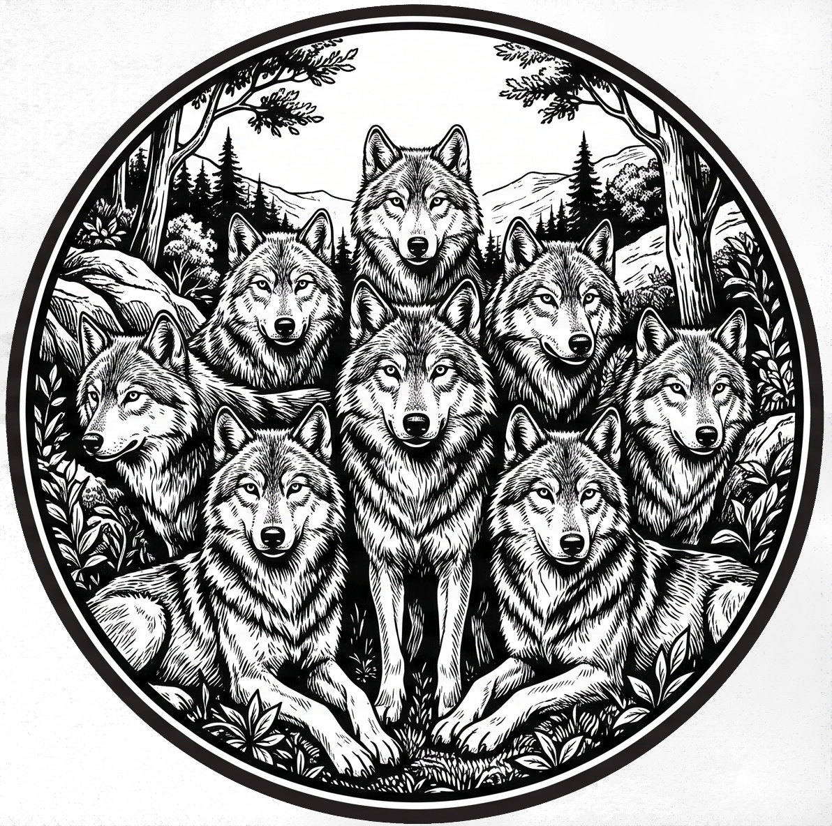 Pack of wolves emblem