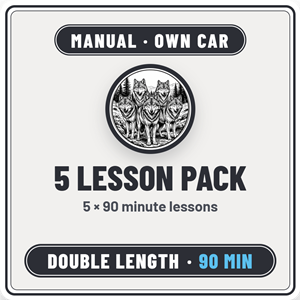 Driving School Manual Lessons - 5 x 90 Minute Manual Lesson Pack (Own Car) at WolfGang's Driving School