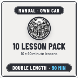 Driving School Manual Lessons - 10 x 90 Minute Manual Lesson Pack (Own Car)