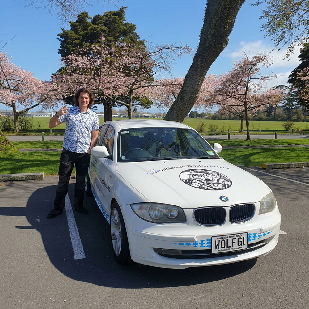Wolfgang with the school car