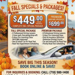 Driving School A FALL SALE - A 4 LESSON FALL SPECIAL---ALSO INCLUDES 5 HOUR CLASS , CAR FOR ROAD TEST WITH ROAD TEST APPOINTMENT- LIMITED TIME DEAL