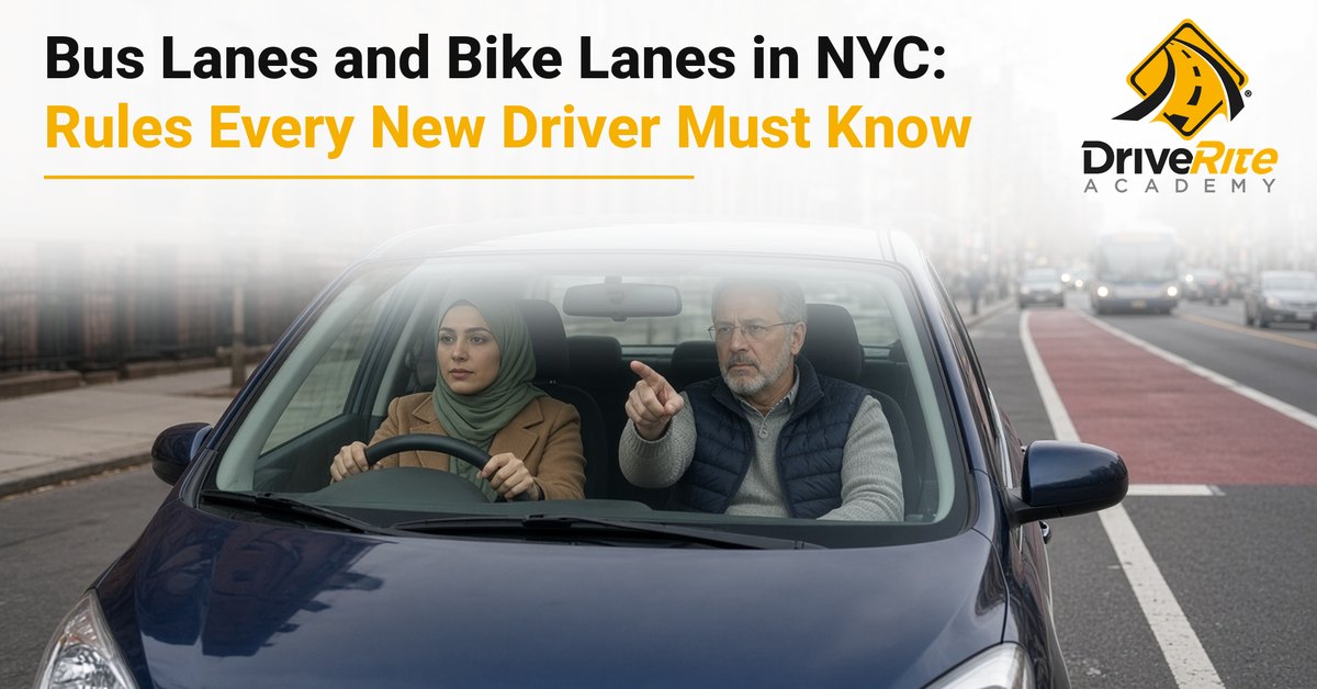 Six habits for bus lanes and bike lanes in NYC: spot the lane type; read the bus lane hours; turn right at the end of the block; drop off fast, never wait; yield to cyclists when turning; reach, swivel and look.