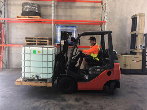 forklift truck in a warehouse