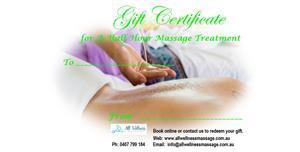 Massage Clinic Certificates - Gift Certificate Massage $100 at All Wellness Massage