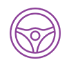 Steering wheel icon symbolizing competitive driving lesson packages