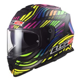 Driving School Road Helmets - LS2 FF800 Storm II Power - Matte Black / Rainbow 06