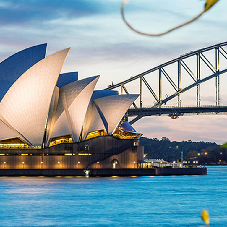 The Sydney Harbour Opera House and Sydney Harbour Bridge.