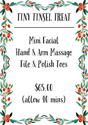 Salon, Barber & Beauty Shops Treatment Gift Vouchers - TINY TINSEL TREAT PACKAGE at Bay Harmony Skin & Body