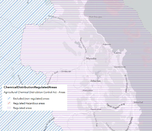 Chemical Distribution Regulated Areas Map