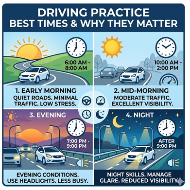 Driving Practice: Best Times and Why They Matter.