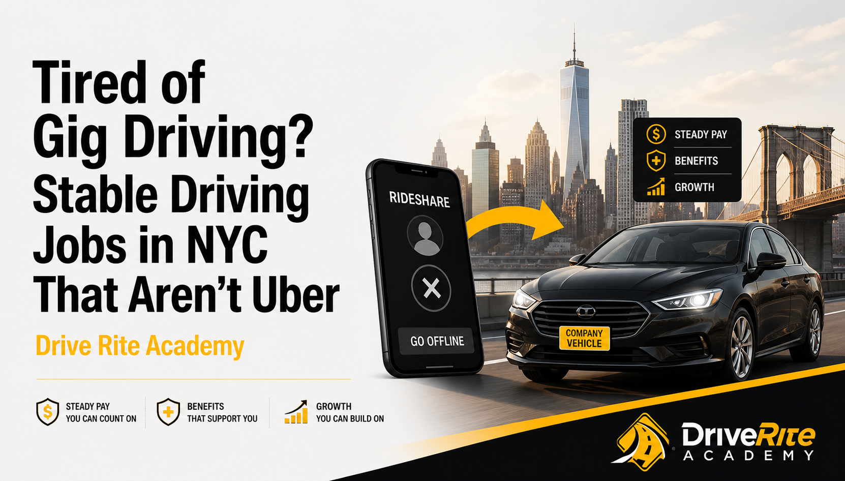Tired of gig driving? Stable driving jobs in NYC that aren't Uber — guide by Drive Rite Academy