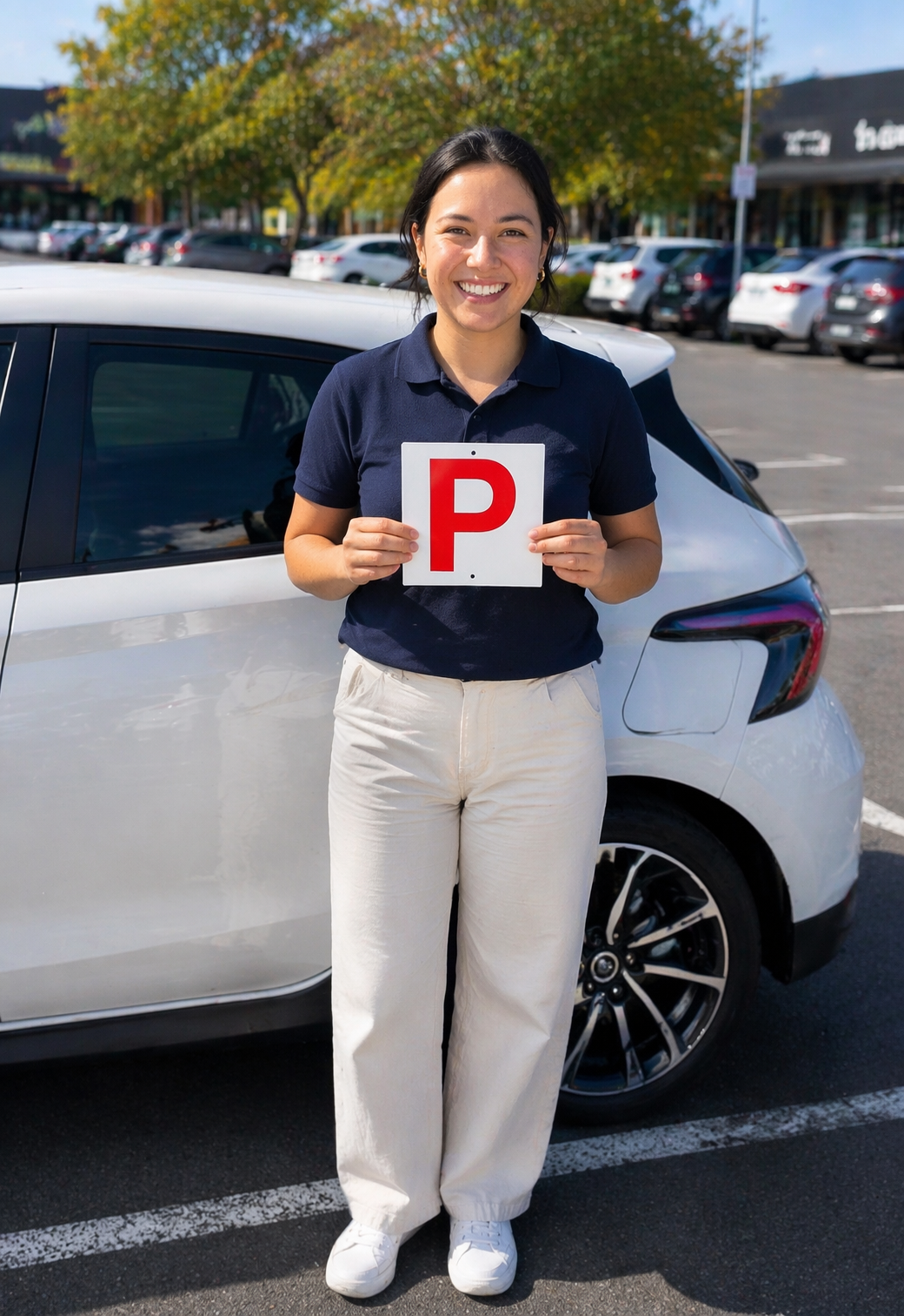 Girl with P Plate passed driving test
