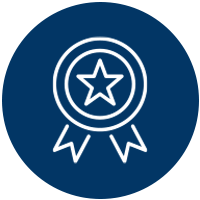 Award ribbon icon representing years of experience.