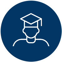 Graduation cap icon representing students taught per year.