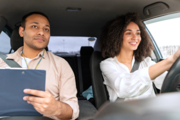 AAA member driving confidently during a road test.