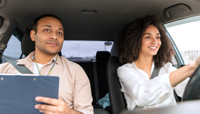 AAA member driving confidently during a road test.