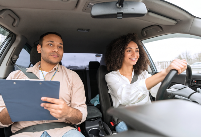AAA member driving confidently during a road test.