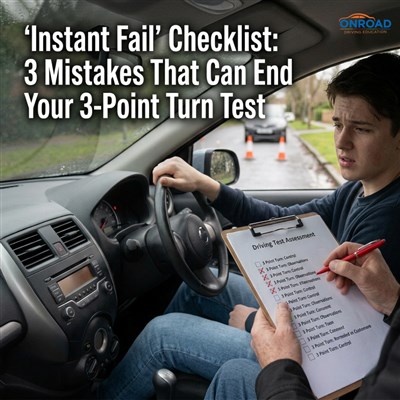 The 'Instant Fail' Checklist: 3 Mistakes That Can End Your 3-Point Turn Test