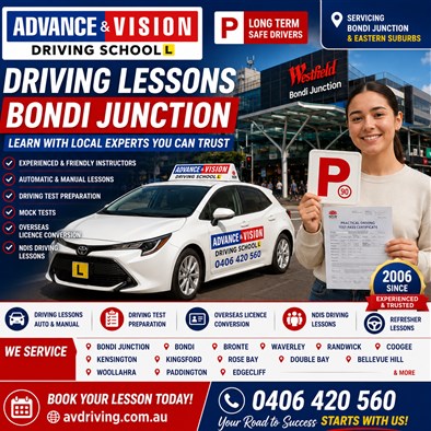 Driving Lessons Bondi Junction | Driving Instructor Bondi Junction | Advance & Vision Driving School