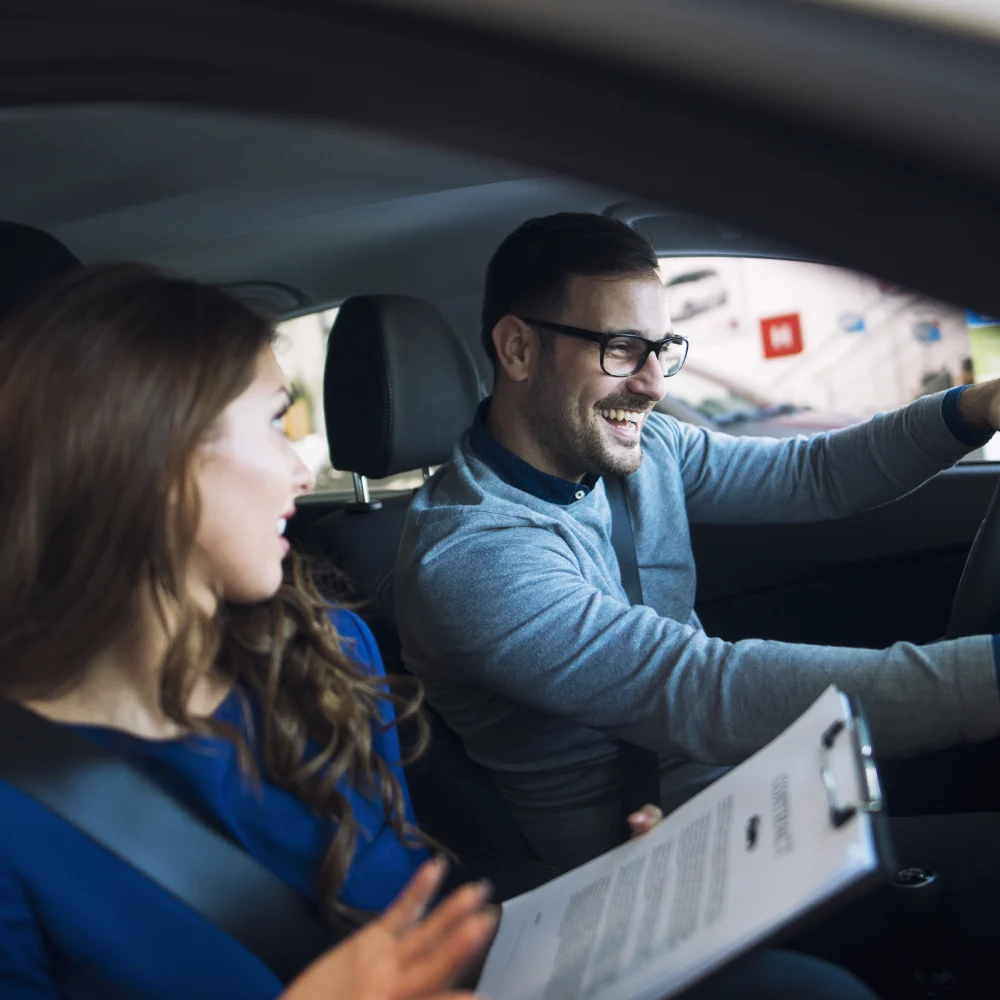 Driving instructor giving a lesson