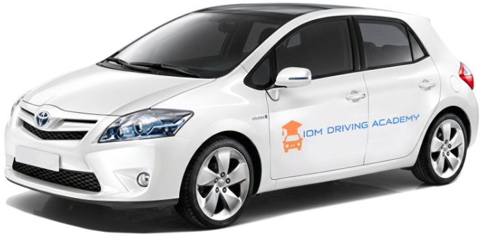 White car used for driving lessons