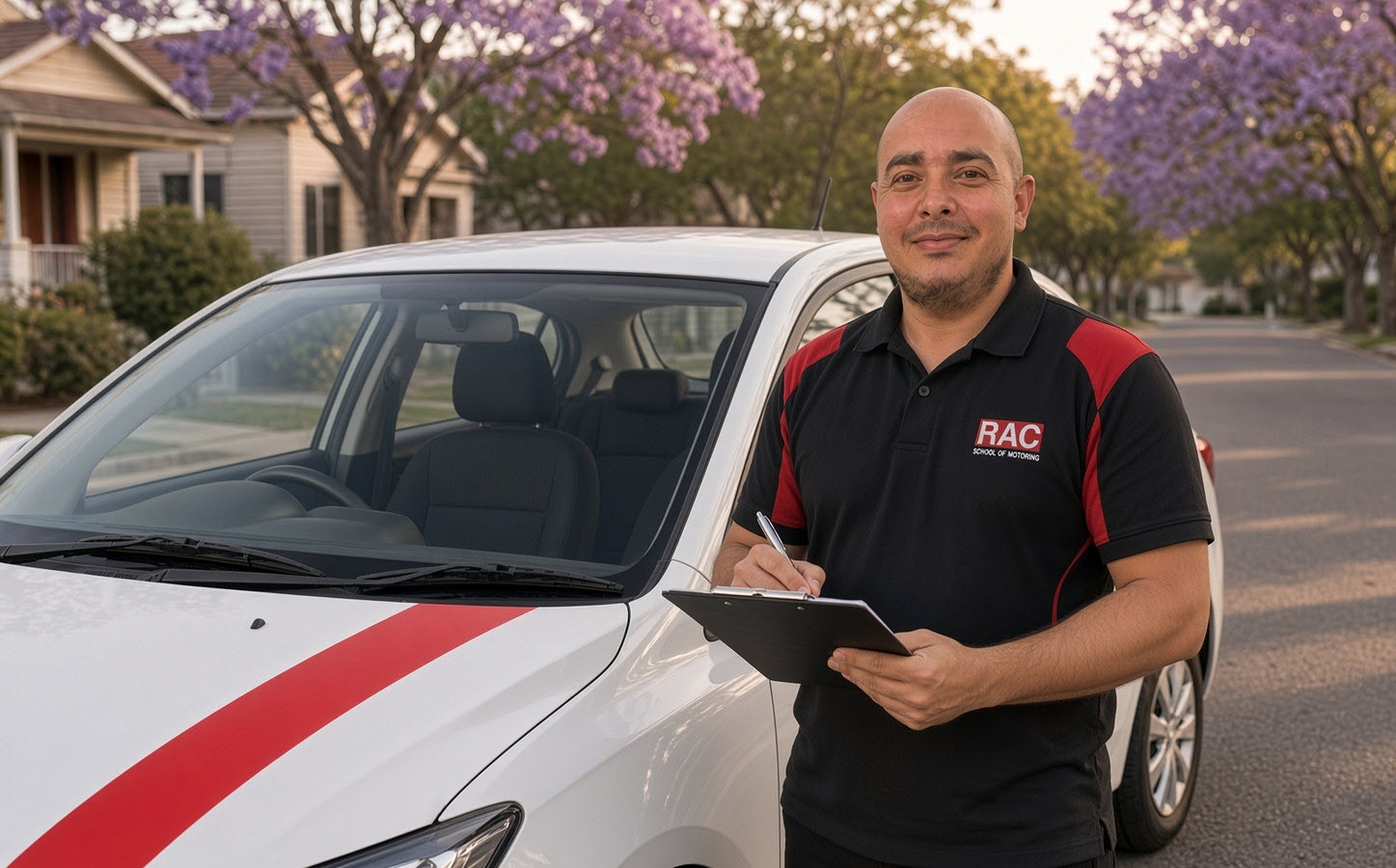 Illustration of Nathan beside an RAC-branded car
